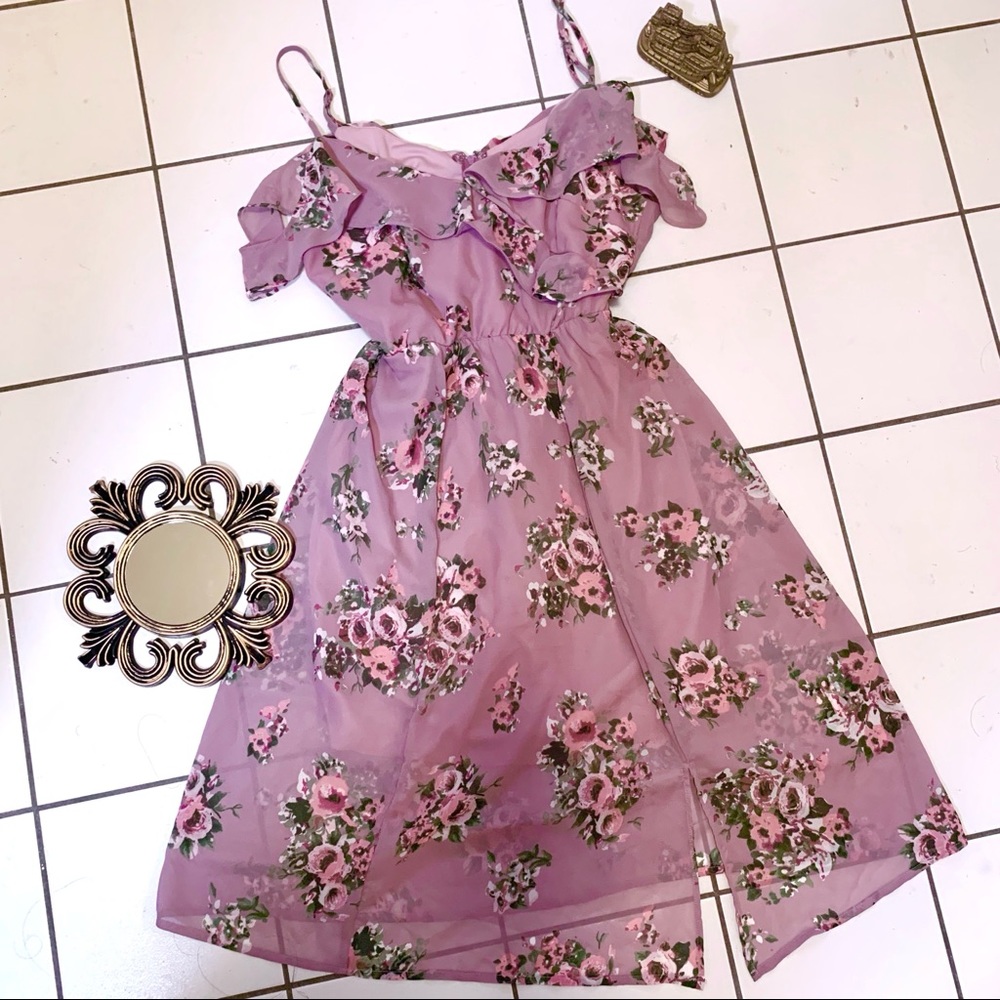 purple floral dress